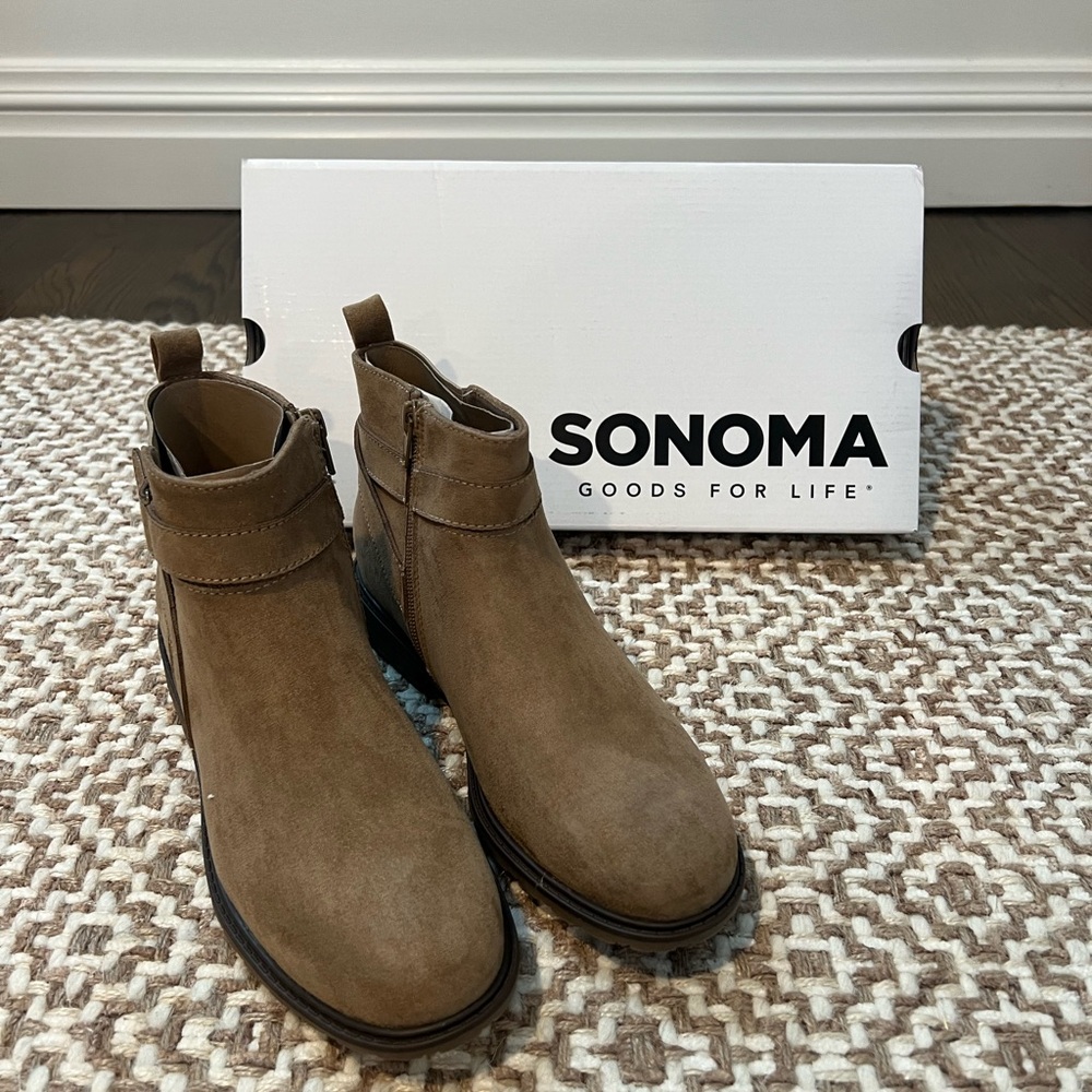 Sonoma Tan Suede Ankle Boots